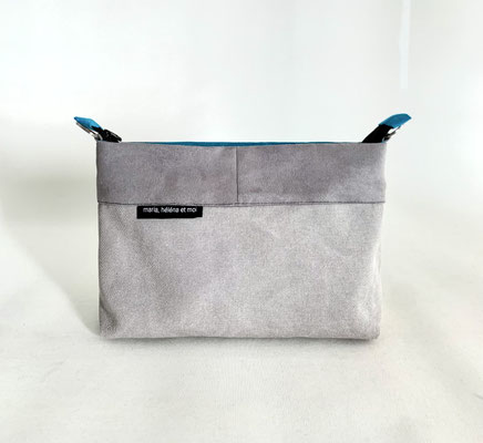 Pochette + B Toile grise Alcantara Gris Inter Bleu