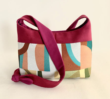 Bandoulière Moyen Modèle Tissu multi col soie Alcantrouge inter fuchsia