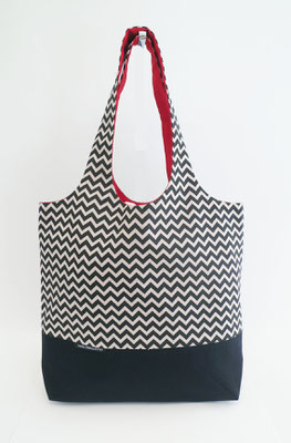 BAB Epaule Motif chevrons N&B+Rouge