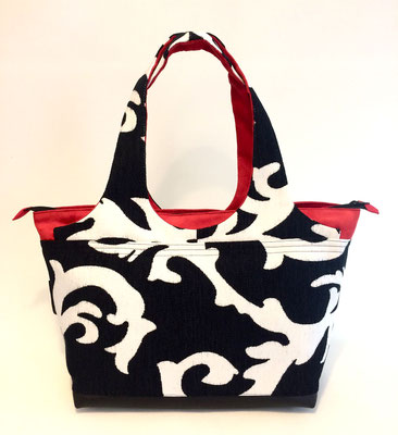 Shopper Grand Modèle  tissu grands ramages  Noir et Blanc