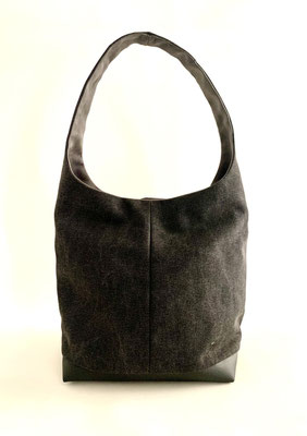 Sacseau toile noire fond skaï noir inter moutarde