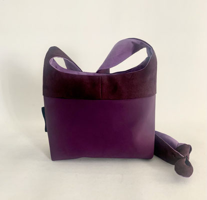 Bandoulière PM skaï Parme - Alcantara violet inter rose