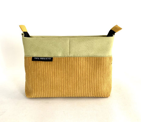 Pochette + B Velours côte moutarde Alcantara Anis Inter moutarde
