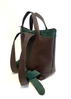 Sacados Light Skaï marron Alcant vert inter moutarde