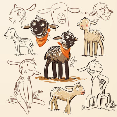 Illustration Kinderbuch / Bilderbuch "Studien Schafe" – Illustration picture book 'Studies Sheeps Farm'