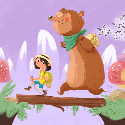 Illustration Kinderbuch / Bilderbuch "Unterwegs mit Bär" – Illustration picture book 'Take A Walk With Bear'