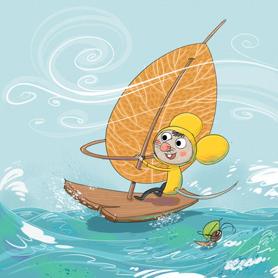Illustration Kinderbuch / Bilderbuch "Windsurfen" – Illustration picture book 'Windsurfing Mouse'