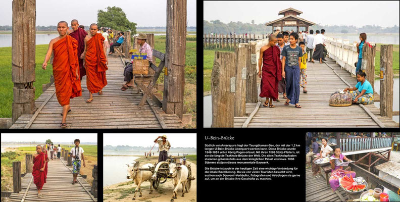 Bildband Myanmar, Reisefuehrer, travel guide, Reisebildband, Raimund Franken, laengste Teakholz-Bruecke der Welt, U-Bein-Bruecke über den Taungthaman-See, Amarapura