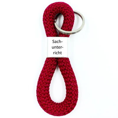 personalisierter Schlüsselanhänger aus Segelseil mit Wunschgravur "Sachunterricht" 