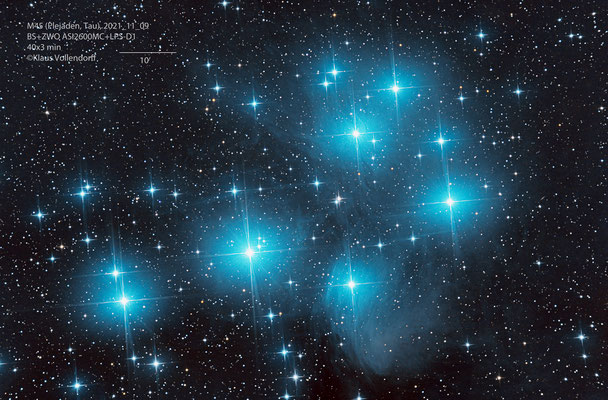 M45 (Plejaden), Teleskop BorenSimon 8"f3.6, Kamera ZWO ASI2600MC+LPS-D1