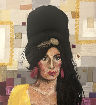 Dörte Putensen, Amy Winehouse, 3 D Collage, 115(140)x 70 cm