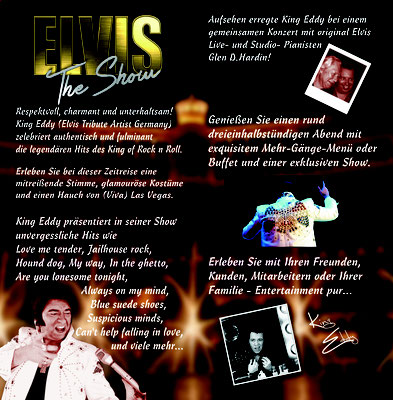 Oldies Liebhaber - Rock´n´Roll Sänger - Elvis Imitator und Tribute Künstler - Evergreens - Buchen Sie die Nr. 1 - Hochzeit - Mottoparty - Firmenfeier - Event aller Art - King Eddy ist Ihre Retro Musik Experte und Profi Sänger mit 40 Jahren Bühnenerfahrung