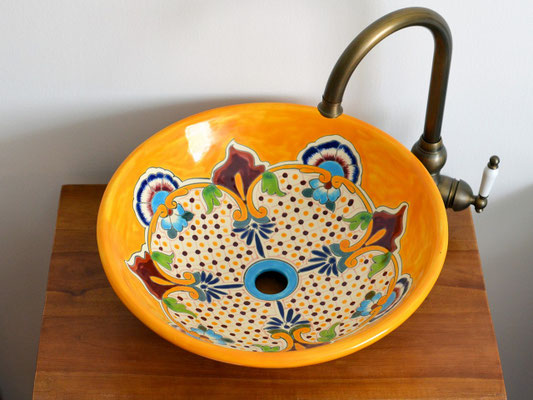 Großes Design-Aufsatzwaschbecken MEX5 Puebla - 44 cm - handbemalt