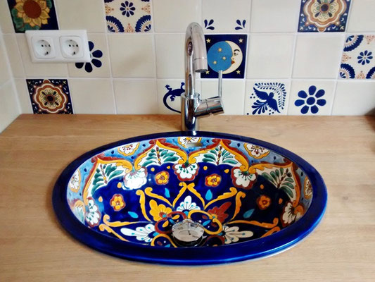 Einbauwaschbecken ACAPULCO + Fliesen ca. 11x11 cm 