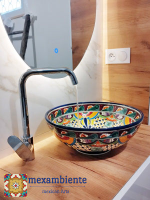 Farbiges Waschbecken FRIEDA für Gästebad aus Mexiko