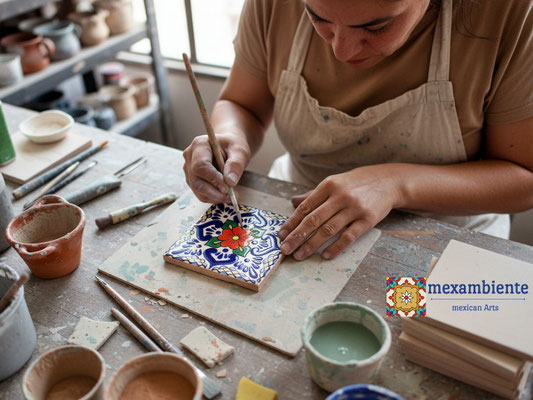 Bunte Mexikanische Fliesen Premium Qualität 11x11 cm - Handbemalte Wandfliesen