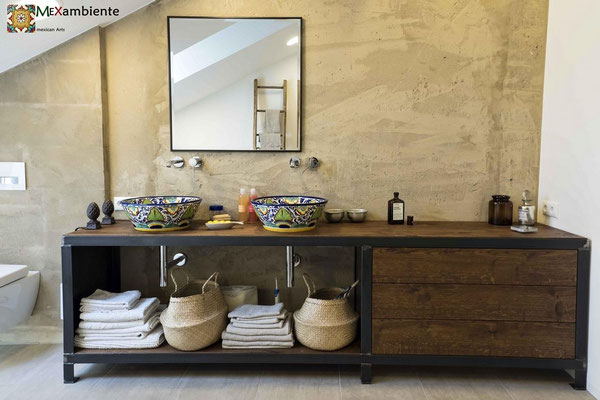 Originelle Talavera Waschbecken von Mexambiente 100% handbemalt Modell MEX4