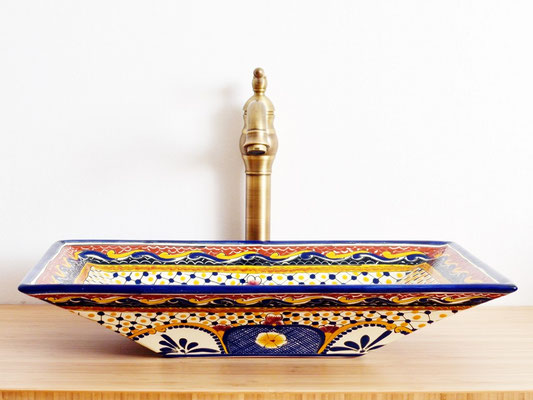 Mexikanisches Aufsatzwaschbecken rechteckig - MAYA 