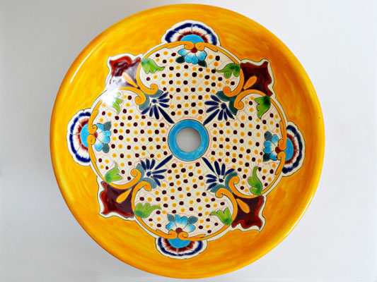 Großes Design-Aufsatzwaschbecken MEX5 Puebla - 44 cm - handbemalt