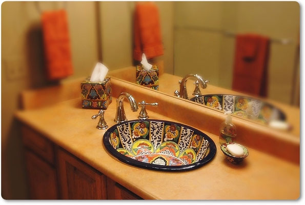 stilvolle handbemalte Waschbecken aus Mexiko - Modell: Fantasia