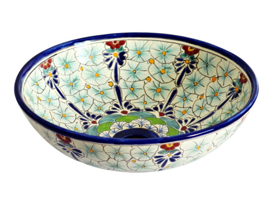 Kleines Mexikanisches Aufsatzwaschbecken MEX2 PASION, 100% handbemalt