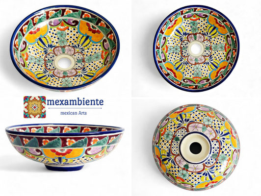 Kleines mexikanisches Aufsatzwaschbecken MEX2 FRIEDA - handbemalt
