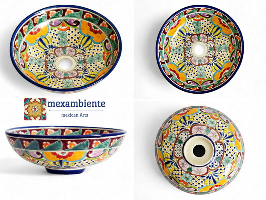 Kleines mexikanisches Aufsatzwaschbecken MEX2 FRIEDA - handbemalt