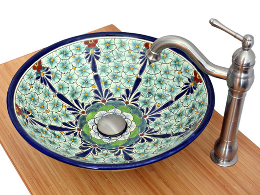 Großes Aufsatzwaschbecken aus MEXIKO - MEX5 PASION, handbemalt