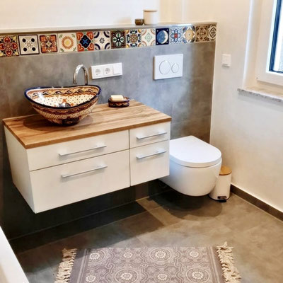 Design Aufsatzwaschbecken oval MEX7 MAYA + Dekorfliesen 11x11 cm