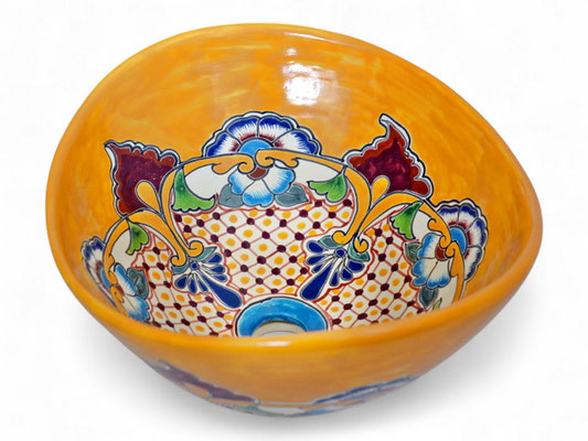 Mexambiente Aufsatzwaschbecken oval PUEBLA aus Mexiko - Talavera Stil