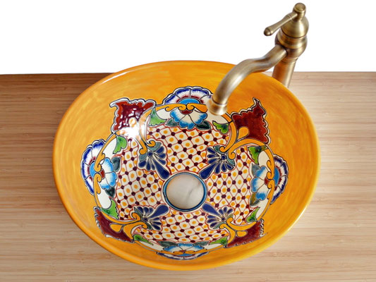 Mexambiente Aufsatzwaschbecken oval PUEBLA aus Mexiko - Talavera Stil