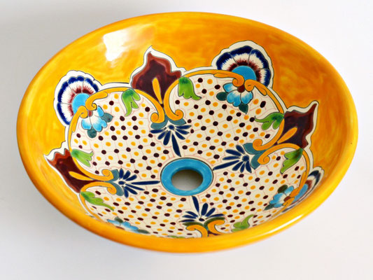 Großes Design-Aufsatzwaschbecken MEX5 Puebla - 44 cm - handbemalt