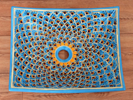 Einzigartiger Design-Aufsatzwaschtisch MEX1 in PAVO TÜRKIS