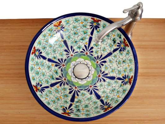 Großes Aufsatzwaschbecken aus MEXIKO - MEX5 PASION, handbemalt