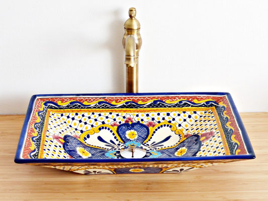 Mexikanisches Aufsatzwaschbecken rechteckig - MAYA 