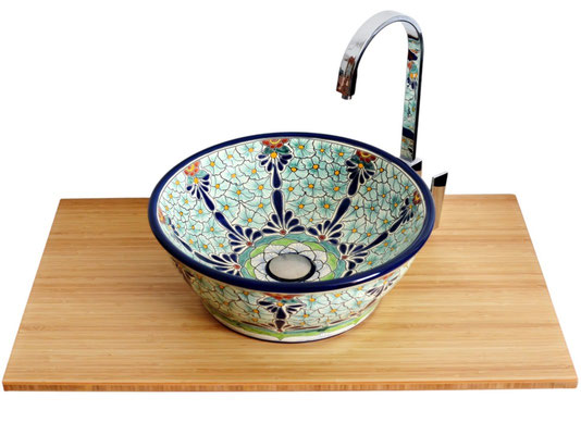 Farbiges Waschbecken in Kegelform PASION aus Mexiko