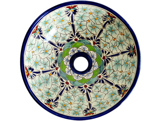 Kleines Mexikanisches Aufsatzwaschbecken MEX2 PASION, 100% handbemalt