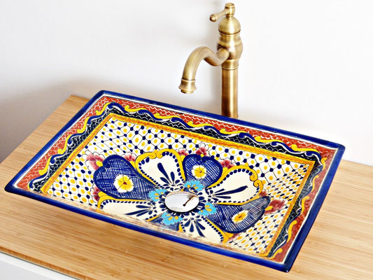 Mexikanisches Aufsatzwaschbecken rechteckig - MAYA 