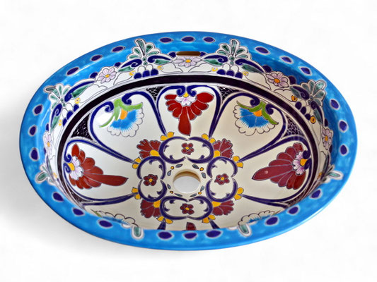Handbemaltes Einbauwaschbecken aus Mexiko Keramik - Design TULUM von MexambienteHandbemaltes Einbauwaschbecken aus Mexiko Keramik - Design TULUM von Mexambiente