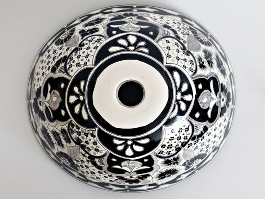 Aufsatzbecken oval mit schwarzem Talavera-Muster, Black Edition für das Badezimmer