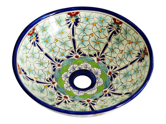 Kleines Mexikanisches Aufsatzwaschbecken MEX2 PASION, 100% handbemalt