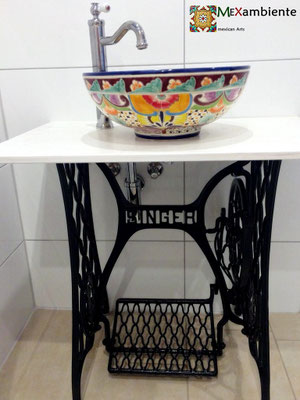 Mexambiente Waschbecken FRIDA (Nähmaschine als Waschtisch)