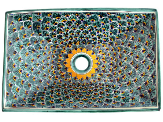 Aufsatzwaschbecken rechteckig PAVO VERDE - exotisches Design von Mexambiente