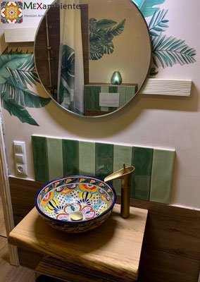 Gäste-WC mit Mexiko Waschbecken MEX3 Frieda (rund 39 cm)