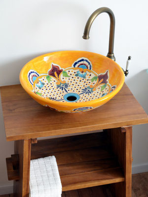 Großes Design-Aufsatzwaschbecken MEX5 Puebla - 44 cm - handbemalt