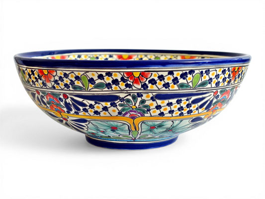 Handbemaltes Waschbecken aus mexikanischer Talavera-Keramik CARIBE