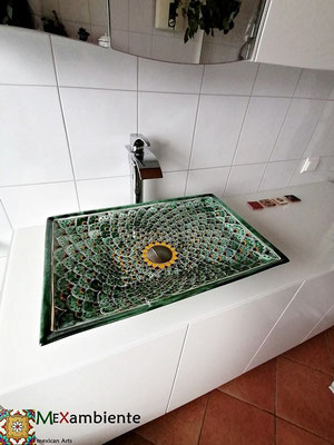 Exotisches Waschbecken rechteckig PAVO VERDE