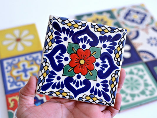 Bunte Mexikanische Fliesen Premium Qualität 11x11 cm - Handbemalte Wandfliesen