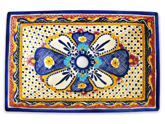 Mexikanisches Aufsatzwaschbecken rechteckig - MAYA 