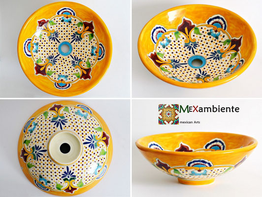 Großes Design-Aufsatzwaschbecken MEX5 Puebla - 44 cm - handbemalt